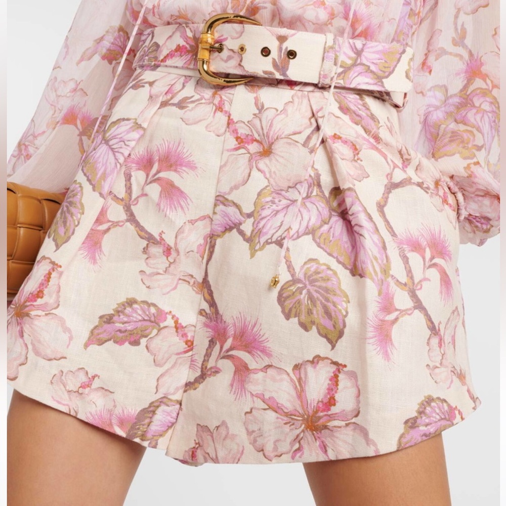 Zimmermann matchmaker Pink Floral High Waist Shorts size 2